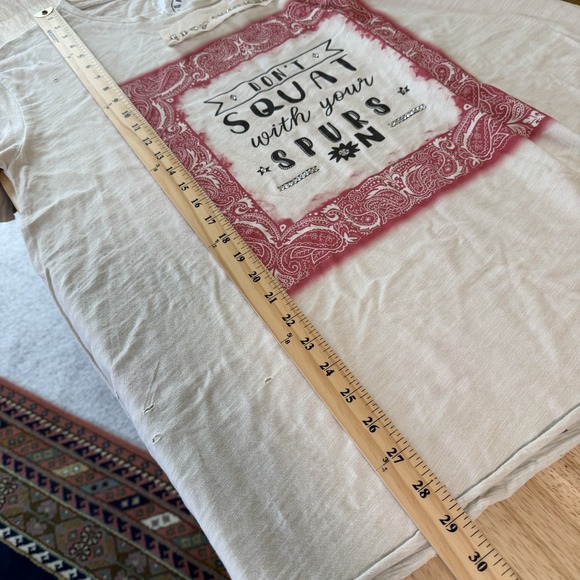 A Rare Bird L/XL Graphic T-Shirt Rhinestone Distressed Bandana Paisley Tee - Picture 10 of 11
